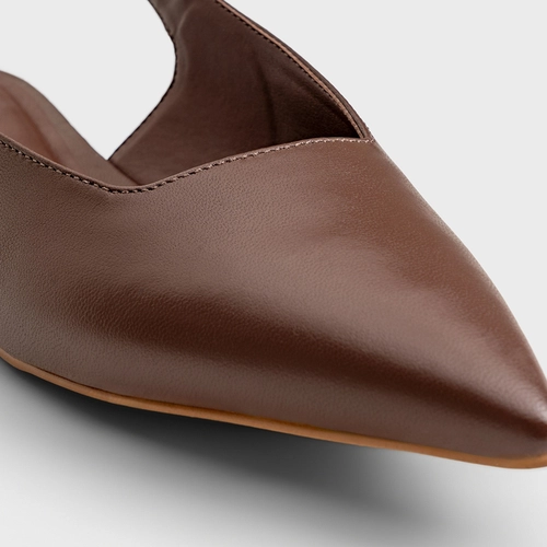 Sapatilha Slingback Minimal Couro Marrom Brunette