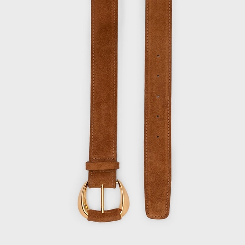 Cinto Maxi Buckle Couro Suede Marrom Saddle