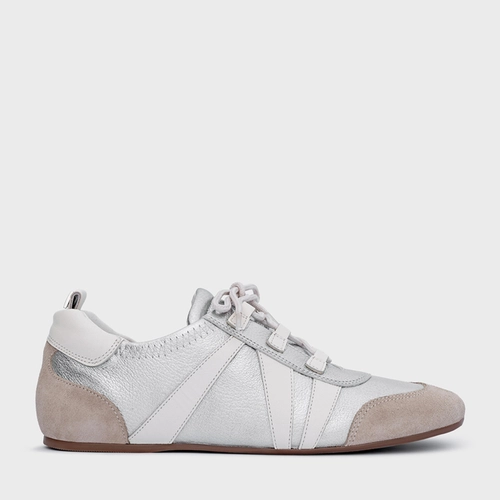 Tênis Details Couro Metalizado Prata