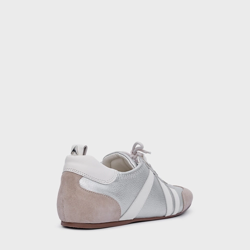 Tênis Details Couro Metalizado Prata