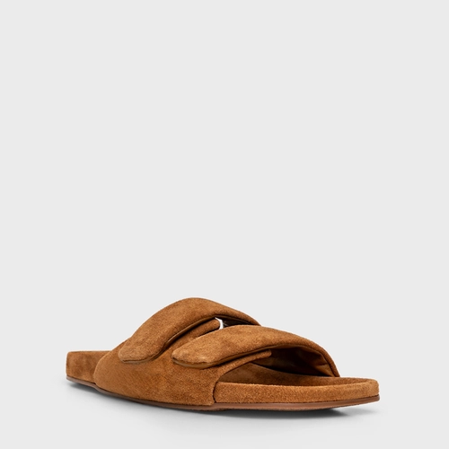 Flat Papete Birken Essential Couro Suede Marrom Saddle