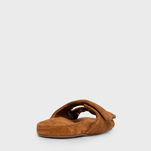 Flat Papete Birken Essential Couro Suede Marrom Saddle