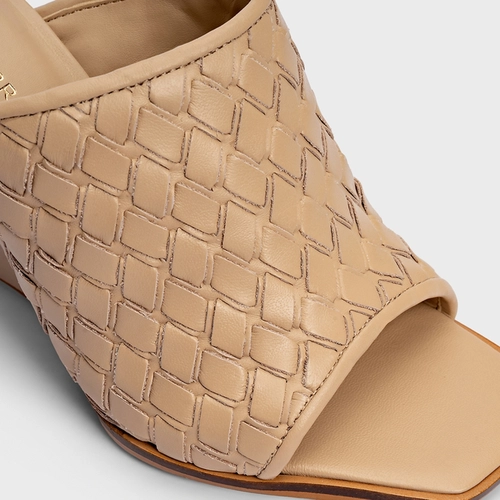 Open Mule Tressê Anabela Couro Bege Ginger