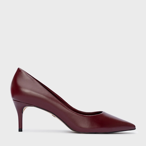 Scarpin Valentina Salto Fino Couro Vinho Mahogany