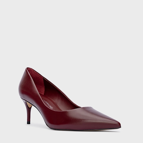 Scarpin Valentina Salto Fino Couro Vinho Mahogany