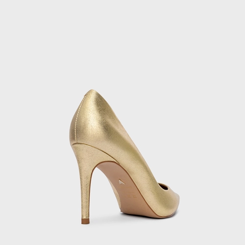 Scarpin Beatriz Salto Fino Metalizado Dourado
