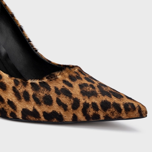 Scarpin Beatriz Salto Fino Pelo Animal Print Cat