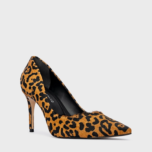 Scarpin Beatriz Salto Fino Pelo Animal Print Beaver