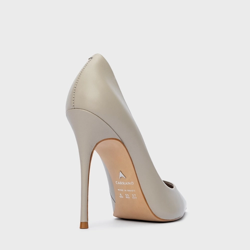 Scarpin Loretta Salto Fino Couro Cinza Cashmere