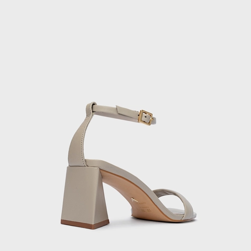 Sandália Holiday Salto Triangle Couro Cinza Cashmere