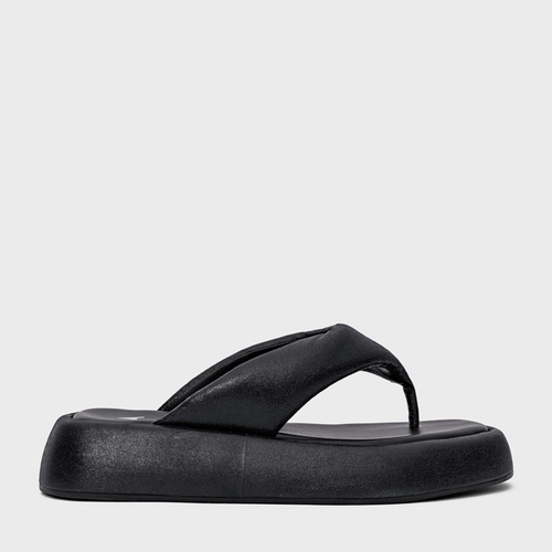 Flat Papete Thong Metalizado Preto