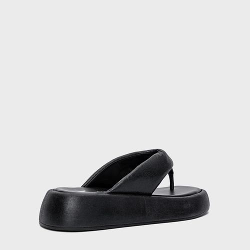 Flat Papete Thong Metalizado Preto