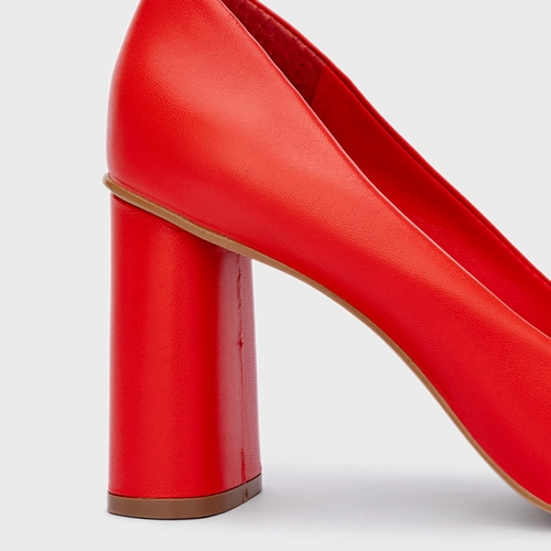 Scarpin Emma Salto Oval Couro Vermelho Acent Red