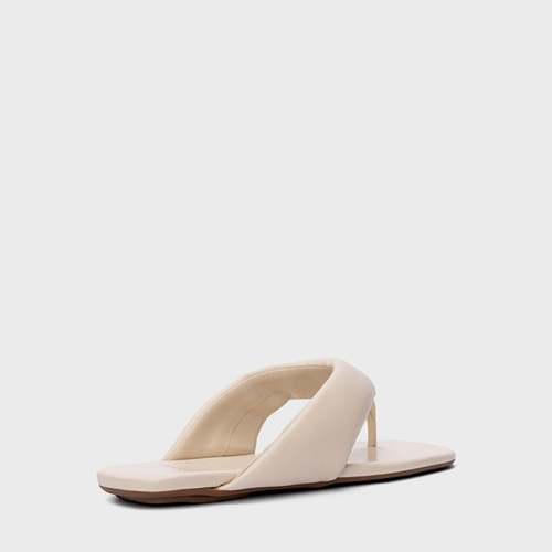 Flat Thong Couro Off White Panacota