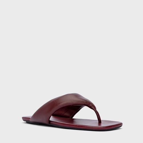Flat Thong Couro Vinho Mahogany