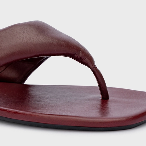 Flat Thong Couro Vinho Mahogany