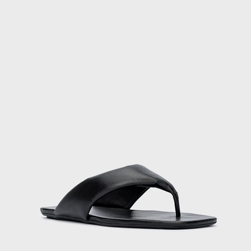 Flat Thong Couro Preto
