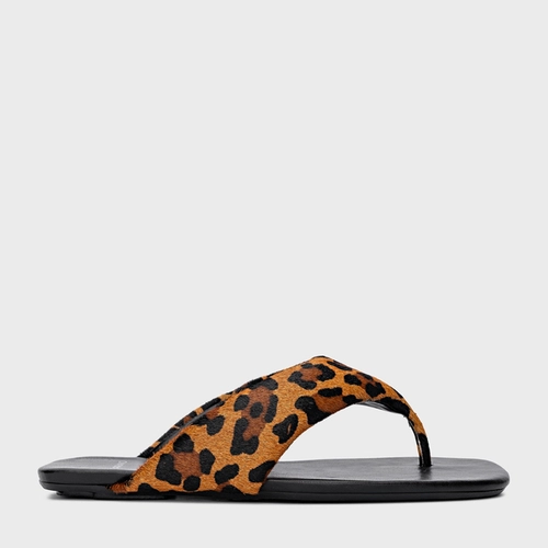 Flat Thong Pelo Animal Print Leopard