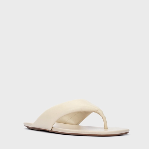 Flat Thong Couro Off White New Cream
