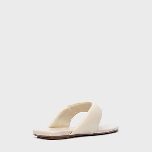 Flat Thong Couro Off White New Cream