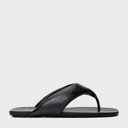 Flat Thong Metalizado Preto