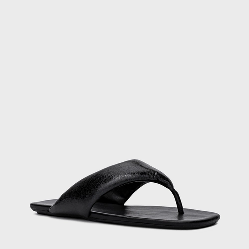 Flat Thong Metalizado Preto