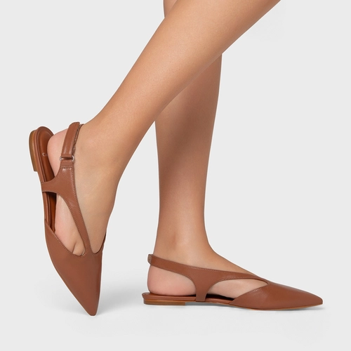 Sapatilha Cut Couro Marrom Caramel