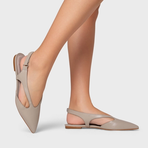 Sapatilha Cut Couro Cinza Cashmere