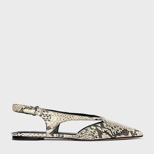 Sapatilha Cut Couro Snake Animal Print Natural