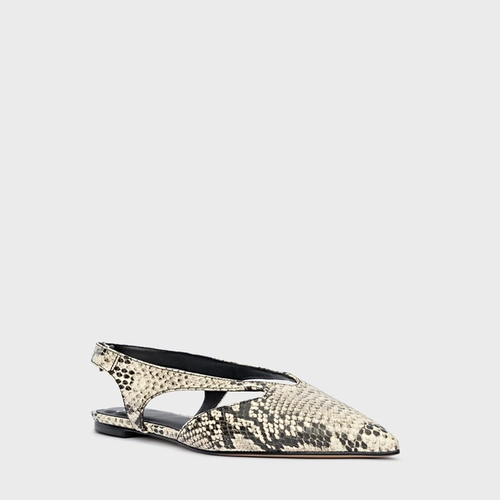 Sapatilha Cut Couro Snake Animal Print Natural