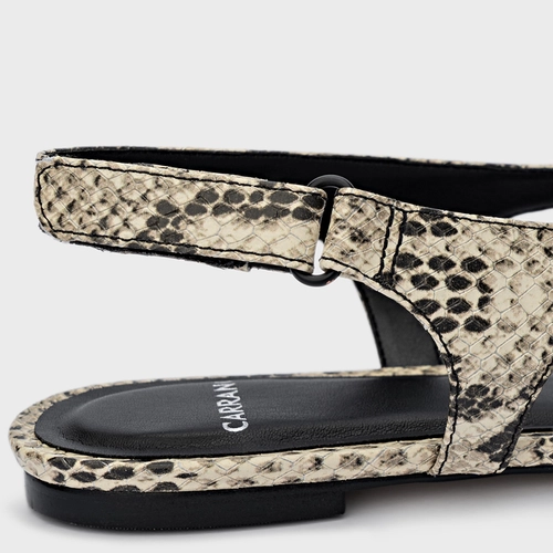 Sapatilha Cut Couro Snake Animal Print Natural