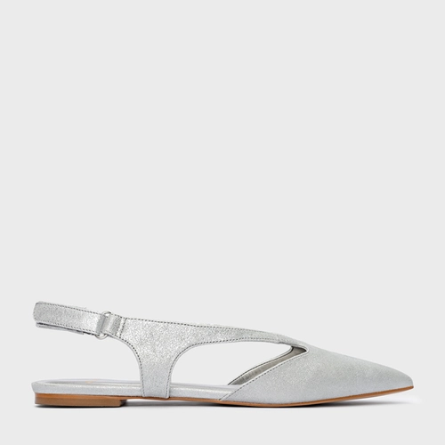 Sapatilha Cut Couro Metallic Prata