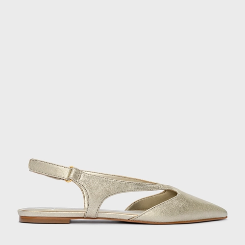 Sapatilha Cut Couro Metallic Champagne