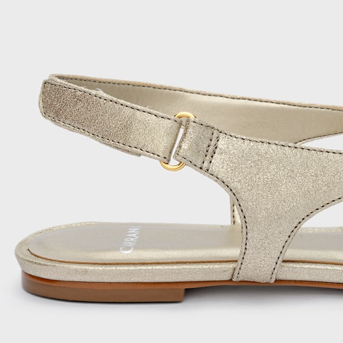 Sapatilha Cut Couro Metallic Champagne