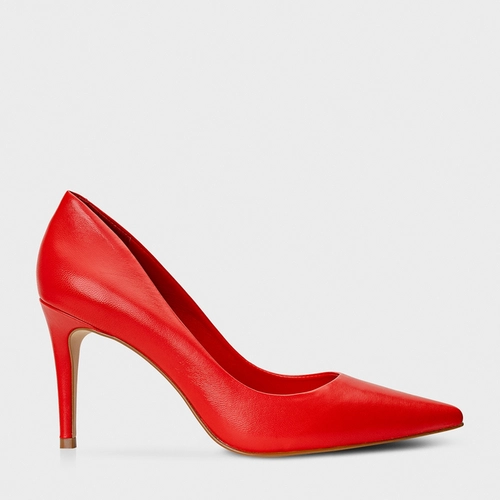 Scarpin Beatriz Salto Fino Couro Vermelho Carrano