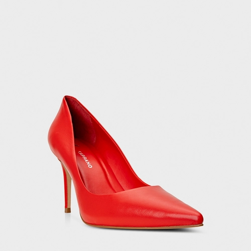 Scarpin Beatriz Salto Fino Couro Vermelho Carrano