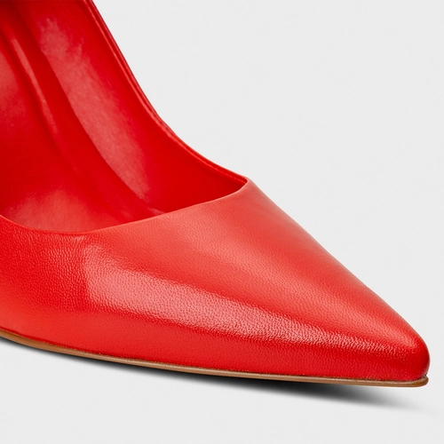 Scarpin Beatriz Salto Fino Couro Vermelho Carrano