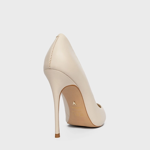 Scarpin Loretta Salto Fino Couro Off White Cotton