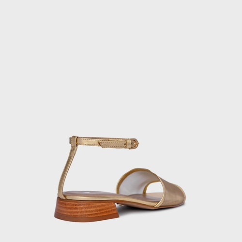 Sandália Allure Salto Bloco Tela Dourado