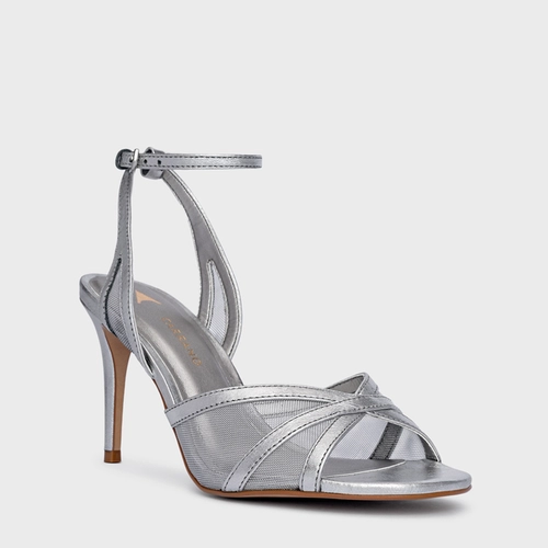 Sandália Allure Salto Fino Tela Prata