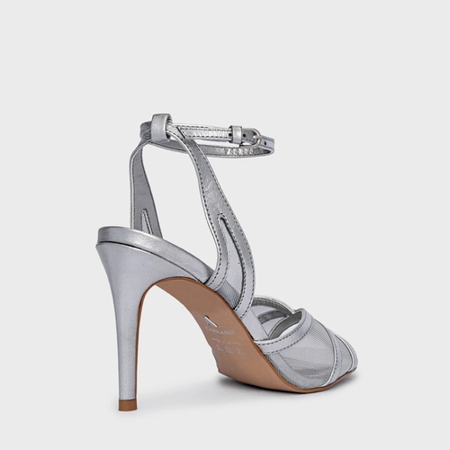 Sandália Allure Salto Fino Tela Prata