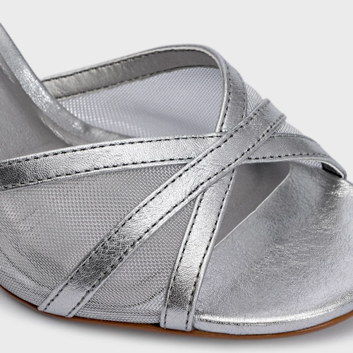 Sandália Allure Salto Fino Tela Prata