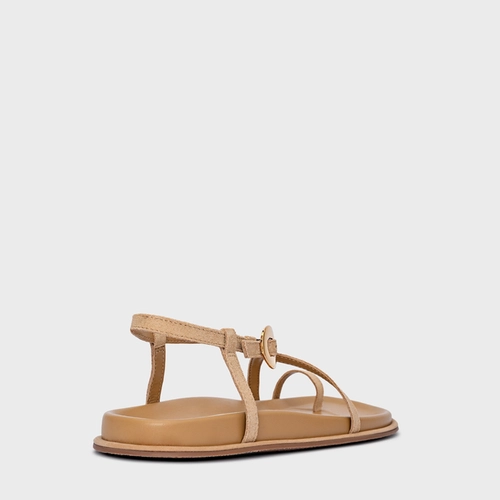 Sandália Papete Basis Couro Suede Bege Toffee