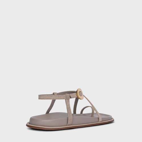 Sandália Papete Basis Couro Suede Cinza Cashmere