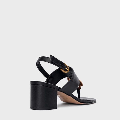 Sandália Organic Salto Bloco Couro Preto