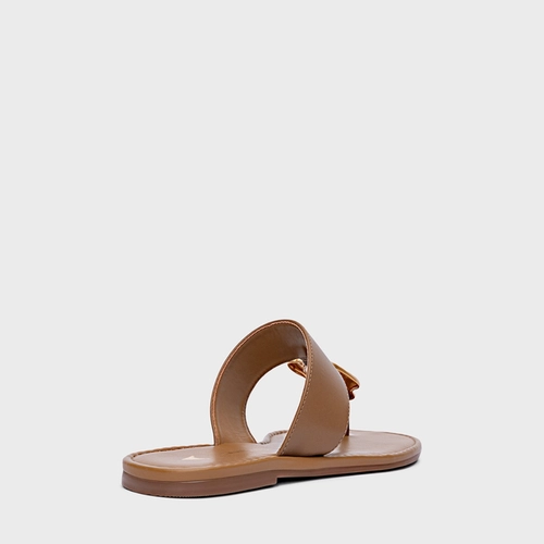 Flat Thong Organic Couro Marrom Honey