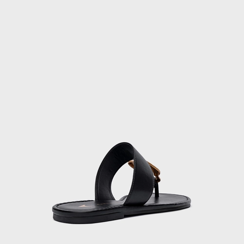 Flat Thong Organic Couro Preto