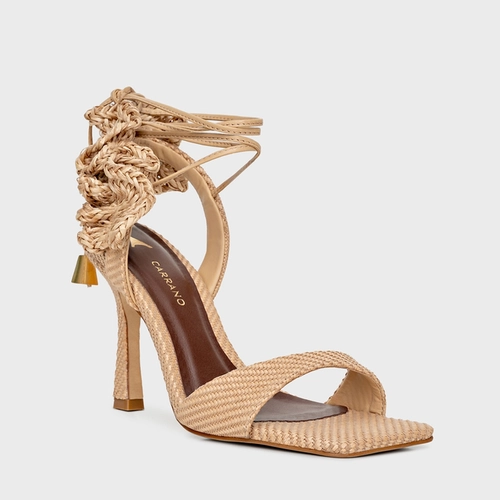 Sandália Ripple Tressê Lace Up Salto Fino Bege Porcini