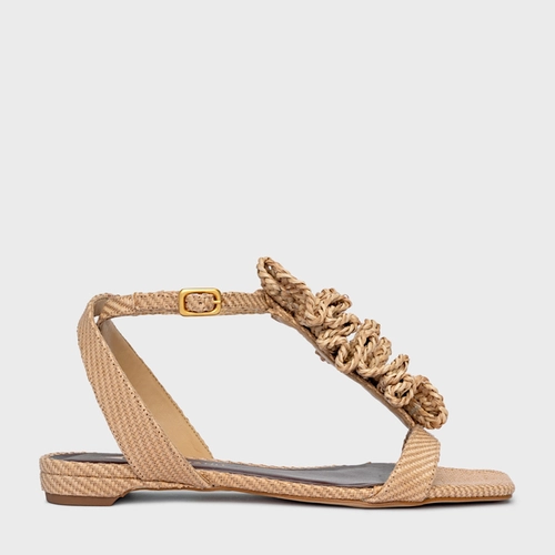 Sandália Flat Ripple Tressê Bege Porcini