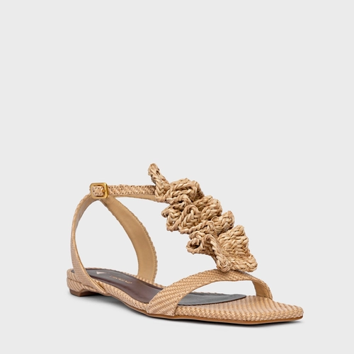 Sandália Flat Ripple Tressê Bege Porcini